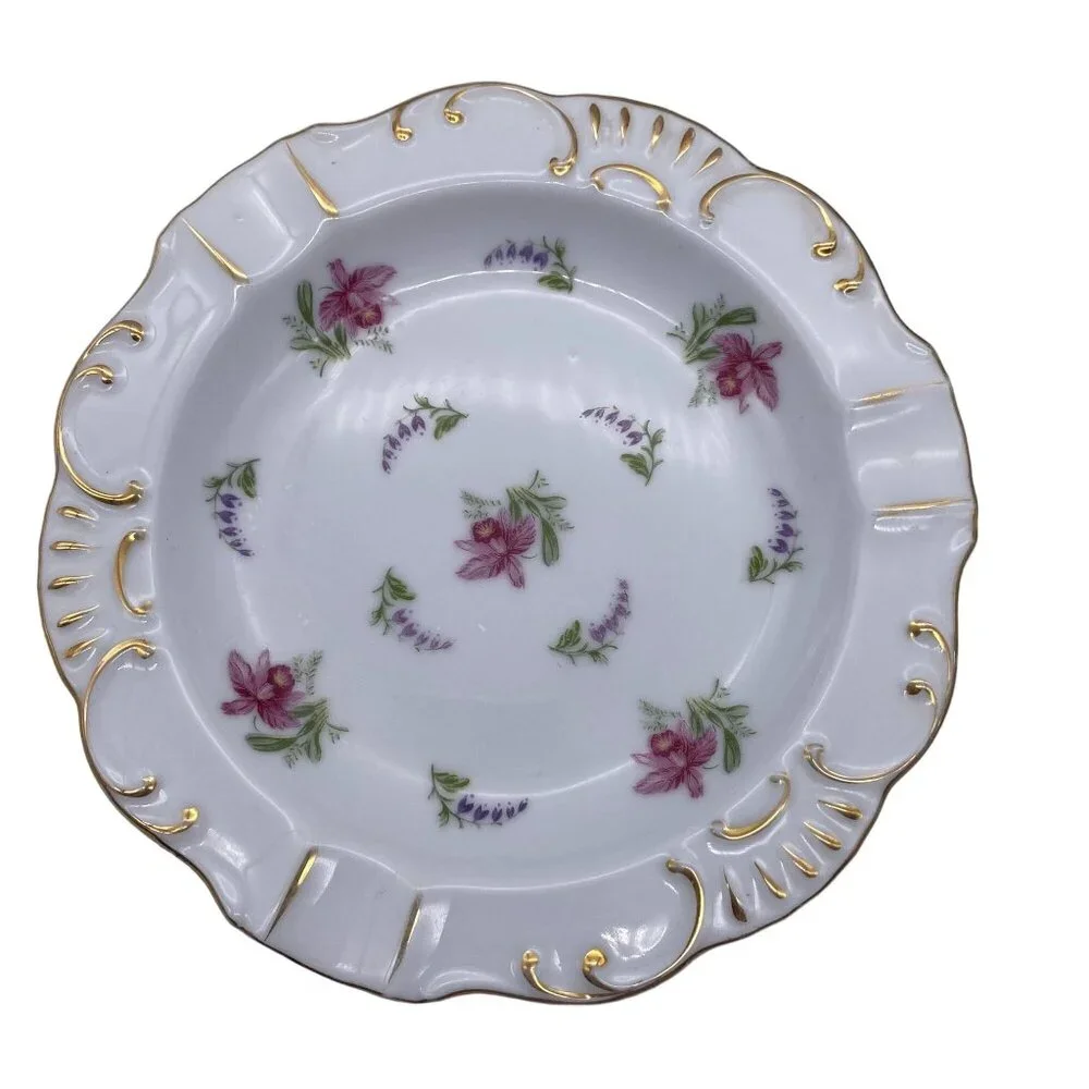 Vintage Shabby Chic floral hand‎ painted plates Japan Cream tea decor chintz